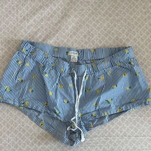 J. Crew High Waist Blue and Yellow Patterned Shorts
